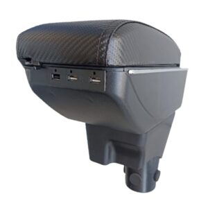 DESCANSABRAZOS-REPOSABRAZOS PARA NISSAN MARCH 2011-2024 CON 7 PUERTOS USB APARIENCIA FIBRA DE CARBONO (FC)