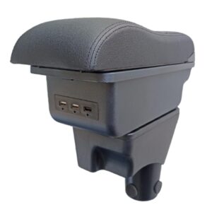 DESCANSABRAZOS-REPOSABRAZOS PARA NISSAN MARCH 2011-2024 CON 3 PUERTOS USB Y LUZ LED ONDULADO (G)